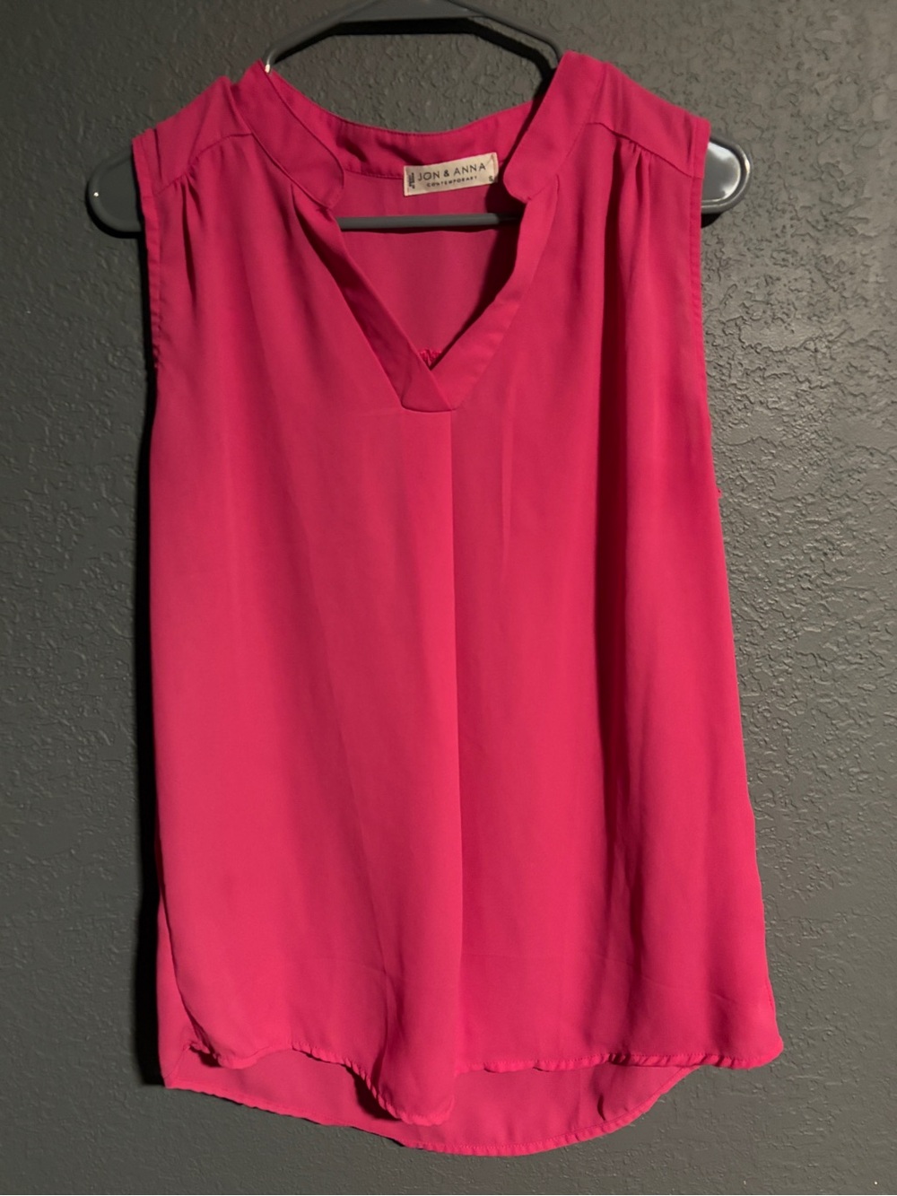 Jon & Anna Hot Pink Sleeveless V-Neck Blouse